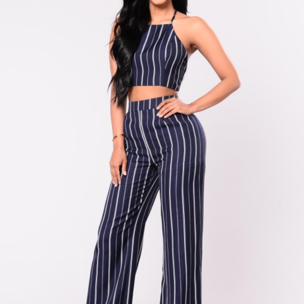 Fashion Nova Striped Down Set